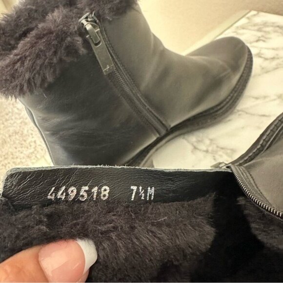 Aquatalia Onita Calf Weatherproof Black Fur-Lined Ankle Boots Size 7.5 - Picture 10 of 13